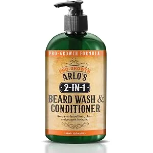 Arlo's 2-in-1 Beard Wash and Conditioner 12 oz. - Pro Growth Formula - 2-in-1