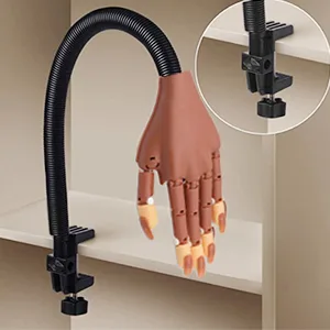 Nail Hand Practice, Nail Display Manicure Supply, Flexible Movable False Training Hands DIY Nail Practice, Acrylic Nail Technician Manicure Supply (Nail Hand with Nail Brushes) - mannequin hand