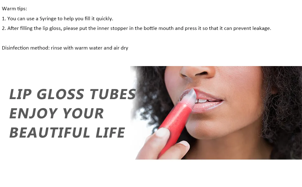 50Pcs 0.34oz 10ml Lip Gloss Tubes Empty containers for Lip Balm Cosmetic with Free Syringe and Labels 10ml* 50pcs - product information 6