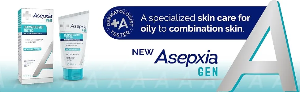 Asepxia GEN Moisturizing Mattifying Cream for Oily Skin, Neutralizes Unwanted Shine, 1.7 Ounce Moisturizing Cream - New Asepxia GEN, a specialized skin care for oily to combination skin.