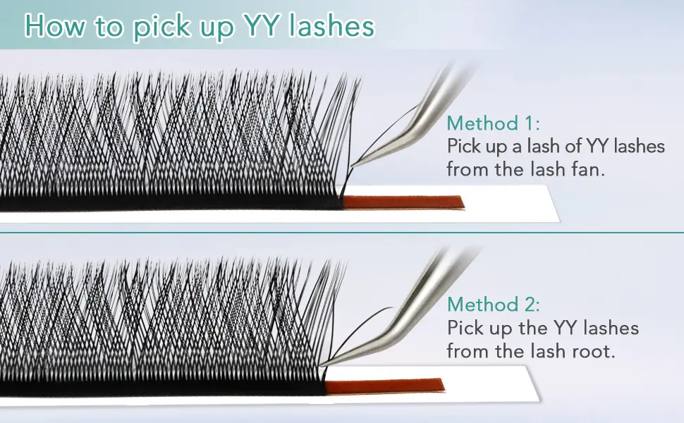 OBEYA Y Lashes Extensions 2D Premade Fans Eyelash Extensions Weave YY Shaped Tips Volume Lash Extensions, YY Eyelash Extensions Quick Easy Application, Full Fluffy Volume Look, Long Lasting D Curl 0.07mm 8-14mm Mix Tray YY… - Y premade lashes