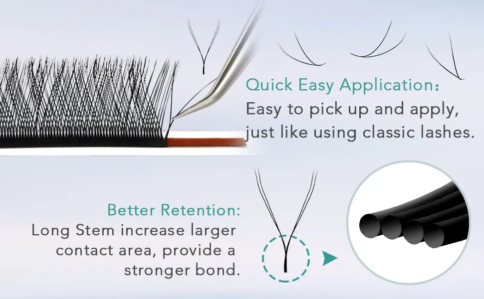 OBEYA Y Lashes Extensions 2D Premade Fans Eyelash Extensions Weave YY Shaped Tips Volume Lash Extensions, YY Eyelash Extensions Quick Easy Application, Full Fluffy Volume Look, Long Lasting D Curl 0.07mm 8-14mm Mix Tray YY… - YY eyelash extensions