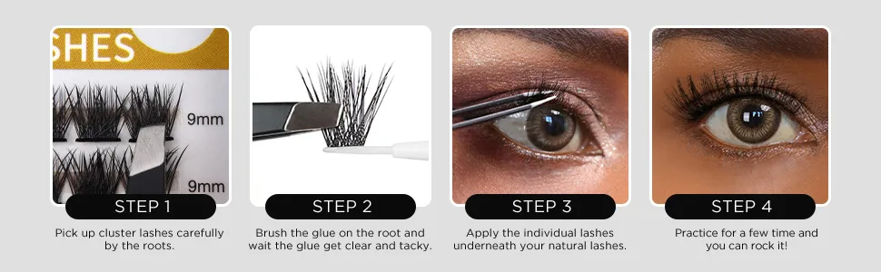 LASHVIEW DIY Lash Extension, Cluster Lashes,Soft and Lightweight, 0.10mm 56D 9-14mm Mixed Reusable Wide Band Lash Cluster at Home - lashview cluster lashes