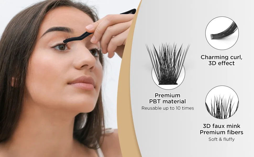 LASHVIEW DIY Lash Extension, Cluster Lashes,Soft and Lightweight, 0.10mm 56D 9-14mm Mixed Reusable Wide Band Lash Cluster at Home - lashview cluster lashes