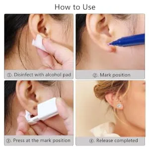 Ear Piercing Kit – 4 Pack Self Ear Piercing Gun, Disposable Ear Pearcings Kit with 5mm Silver Earring Studs Safety Ear Piercing Gun Kit Tool - self disposable ear piercings pearcings kit gun nose piercing percinging kit gun