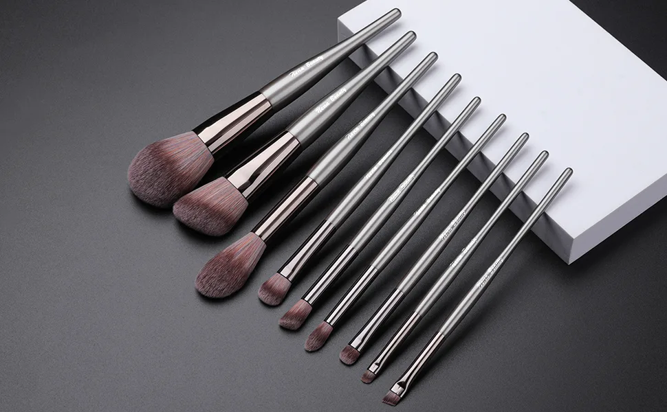 EVRCHGIEA Professional Makeup Brushes Set Concealers Foundation Blending Eye Shadow Blush Concealers Makeup Brush Kit (Dark Grey 9pcs) - brush show