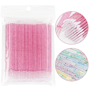 400 PCS Glitter Crystal Micro Applicator Brushes Disposable Eyelash Extension Microswab Mascara Wands Brush For Lash Remover Brush Tools (Crystal Micro Brush-Black) - crystal pink micro brush