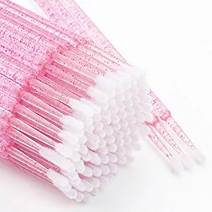 400 PCS Glitter Crystal Micro Applicator Brushes Disposable Eyelash Extension Microswab Mascara Wands Brush For Lash Remover Brush Tools (Crystal Micro Brush-Black) - crystal pink micro brush