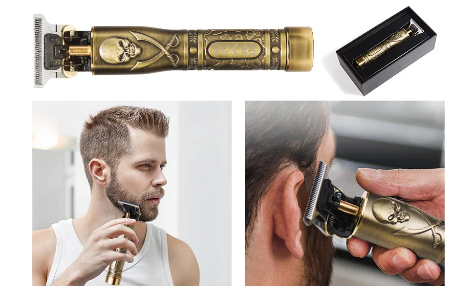 Xnuoyo Electric Grooming Hair Clipper USB Rechargeable Cordless Close Cutting T-Blade Trimmer (Skull) - product information 5