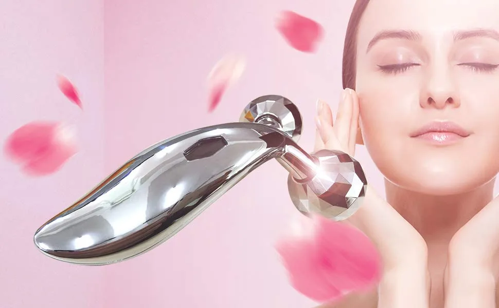 Face Body Roller Massager, 3D Roller Face Massager Y-Shape Face Lift Tool Firming Beauty Massage Body Face Massager (Silver) - DANGSHAN 3D massager