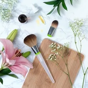 EcoTools Daily Essentials Face Kit Interchangeables Makeup Brush Set with 5 Brushes, 2 Handles, and Storage Tin Interchangebles Daily Essentials Makeup Brush Set, 5 Pieces - Eco Tools Makeup Brush Set