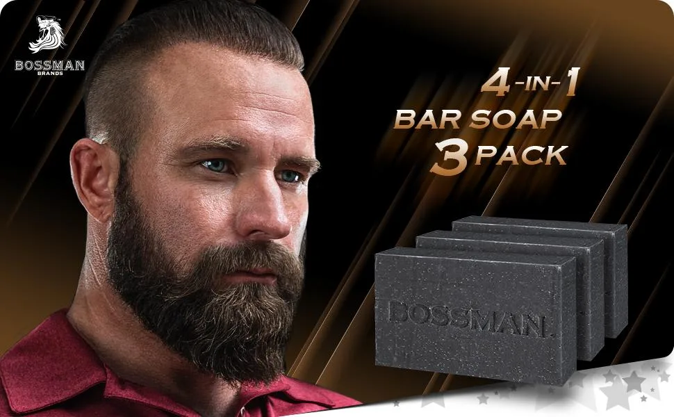 Bossman Men’s Bar Soap (Lavender and Patchouli, 3 Pack) Lavender and Patchouli 3 Pack - Bpssman bar soap 4 pack