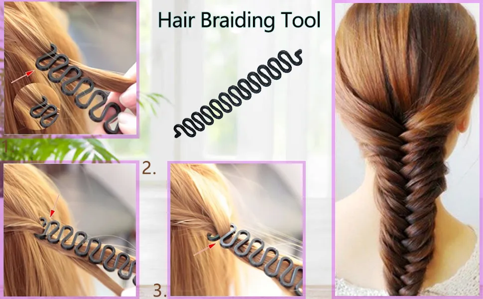 19 Pcs Hair Braiding Tool, DIY Hair Styling Tool Kit Updo Ponytail Maker Accessories Topsy Hair Braid Kit 19 Piece Set - hair braiding tool
