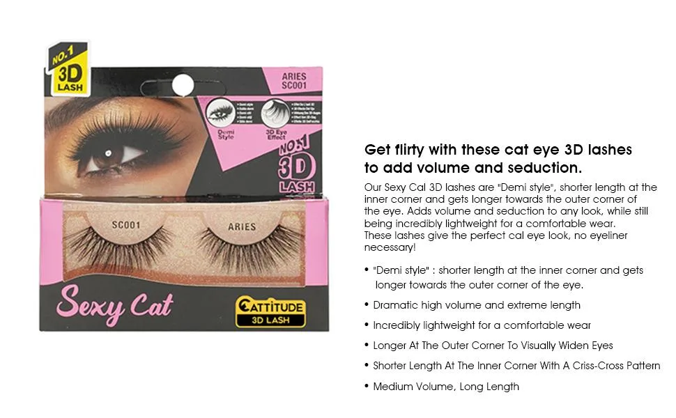 EBIN NEW YORK Cattitude 3D Lash Sexy Cat – Sagittarius 3D Lash Dramatic Lightweight Comfortable Wear Beautiful Winged Out Effect Reusable Sexy Cat - Sagittarius - product information 2