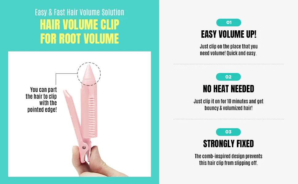 FILLIMILLI Rocket Hair Volume Clip 2 Pcs - Comb Shaped Hair Holding Clip, Quick Hair Volume Solution, Bouncy Hair Styling Clip - fillimilli rocket hair volume clips