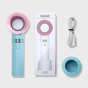 Kugge Mini Bladeless Eyelash Fan Dryer, Portable Upgraded 2000mAh Rechargeable Handheld Lash Fan for Eyelash Extension Application (Black) - Bladeless Mini Fan