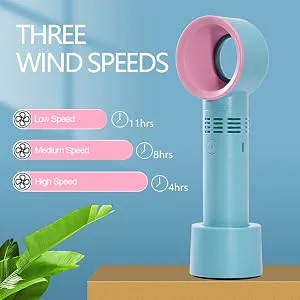 Kugge Mini Bladeless Eyelash Fan Dryer, Portable Upgraded 2000mAh Rechargeable Handheld Lash Fan for Eyelash Extension Application (Black) - Eyelash Fan
