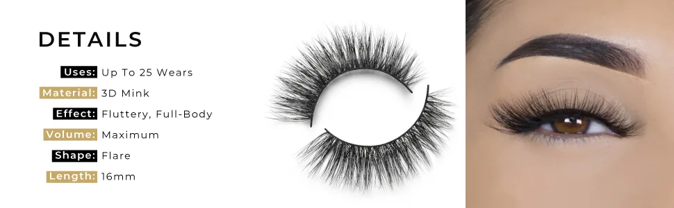 Lilly Lashes 3D Mink NYC | False Eyelashes | Dramatic Look and Feel | Reusable | Non-Magnetic | 100% Handmade - product information 4