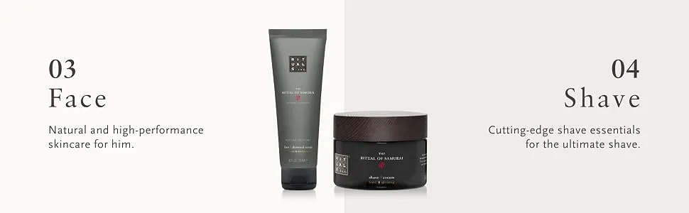 RITUALS Samurai Classic Invigorating Gift Set for Men - Includes 2 Foaming Shower Gels, Body Moisturizer & Shaving Cream with Bamboo & Sandalwood - Medium - Samurai BTF 3