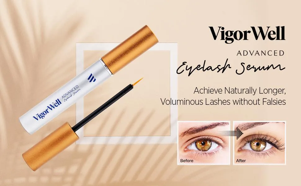 VigorWell Eyelash Growth Serum for Longer Thicker Lashes & Brows, Irritation Free Formula (5mL) - VigorWell Eyelash Serum