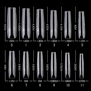Extra Long Square Nail Tips - Misssix 504 Pcs XXL Square Press on Nails Clear Full Cover Nail Tips for Acrylic False Nail, 12 Sizes Square Full Cover Nail Tips - Square Nail Tips