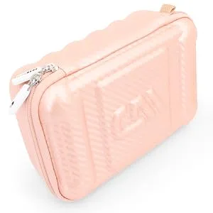 CASEMATIX Rose Gold Clipper Blade Holder for 12 Blades - Protective Clipper Blade Storage Case with Barber Blade Holder Foam and Hard Shell Impact-Resistant Outer, Case Only - hard shell exterior outer protection