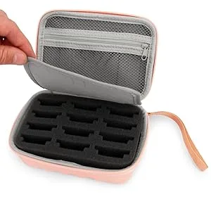CASEMATIX Rose Gold Clipper Blade Holder for 12 Blades - Protective Clipper Blade Storage Case with Barber Blade Holder Foam and Hard Shell Impact-Resistant Outer, Case Only - padded interior divider blade protection