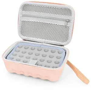 CASEMATIX Rose Gold Clipper Blade Holder for 12 Blades - Protective Clipper Blade Storage Case with Barber Blade Holder Foam and Hard Shell Impact-Resistant Outer, Case Only - padded middle divider accessory pocket storage container helper