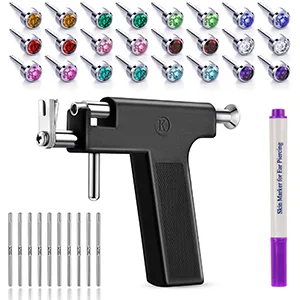 Ear Piercing Gun Kit Reusable Ear Percinging Tool Professional Body Nose Lip Earrings Set With Stainless Steel Studs Silver Sticks For Salon Home Use… Black - Product List