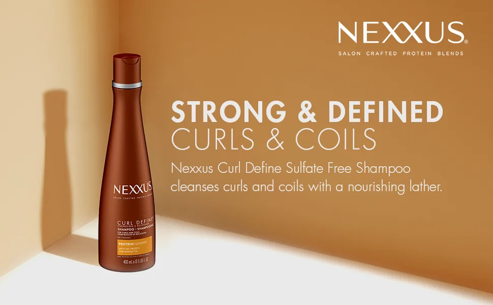 Nexxus Curl DefineCurl Define Shampoo Sulfate free For Curly & Coily Hair with ProteinFusion Curl Enhancer & Strengthening Shampoo 13.5 oz - Nexxus Curl Define Shampoo Bottle
