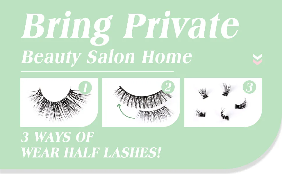 JIMIRE Half Lashes with Clear Band Cat-Eye Lashes Fluffy Wispy Accent False Eyelashes Natural Look Handmade Soft DIY Cluster Lashes Pack 7 Pairs Clear Band Half Lashes - clear band half lashes