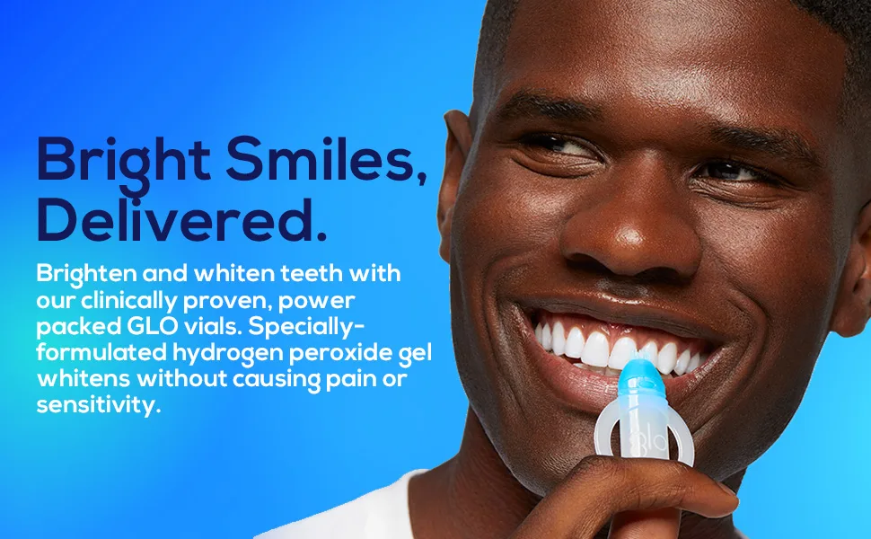 GLO Science GLO Brilliant 3 Pack Teeth Whitening Gel Treatment Kit for Fast, Pain-Free, Long Lasting Results Cinnamint - vials model