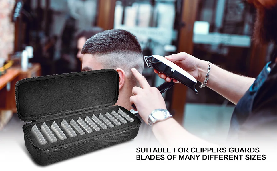 Grooming Clipper Blade Case, 12 Slots Storage Holder Organizer Compatible with Osterl Clipper Guards, Andis Blades, Wahl Clippers Different Size (Upgraded Black) - product information 1