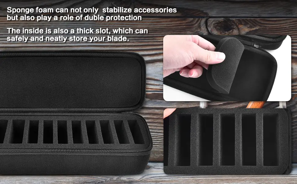 Grooming Clipper Blade Case, 12 Slots Storage Holder Organizer Compatible with Osterl Clipper Guards, Andis Blades, Wahl Clippers Different Size (Upgraded Black) - product information 3