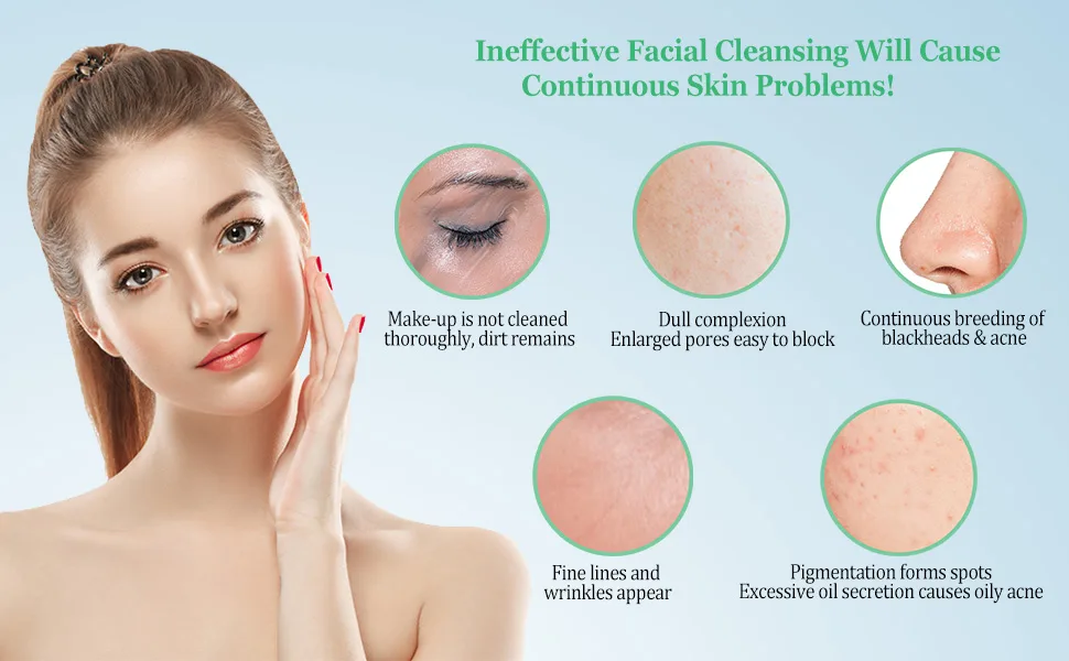 Facial Cleansing Brush, Xawy& Rechargeable Waterproof Face Brush 360° Spin Face Scrubber with 3 Modes 4 Face Brush for Deep Cleansing, Gentle Exfoliating, Removing Blackhead, Massaging - product information 2