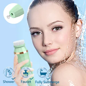 Facial Cleansing Brush, Xawy& Rechargeable Waterproof Face Brush 360° Spin Face Scrubber with 3 Modes 4 Face Brush for Deep Cleansing, Gentle Exfoliating, Removing Blackhead, Massaging - product information 5