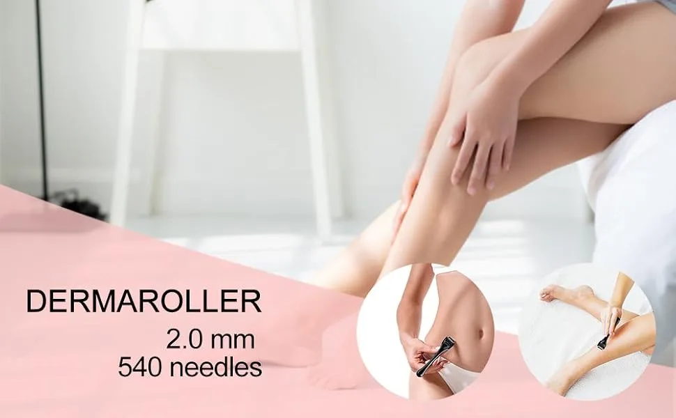Microneedle Derma Roller for Body 540 Titanium Micro Needles for Stretch Marks Cosmetic Tool Black - 2.0 mm derma roller 540 needles