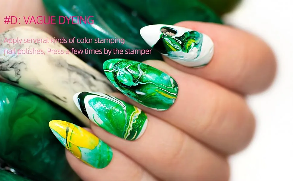 Double Sided Nail Art Stamper, Clear Silicone Stamping Jelly with Scraper, Transparent Visible Body, No Misplacement for DIY Nail Decor - silicone nail art stamper