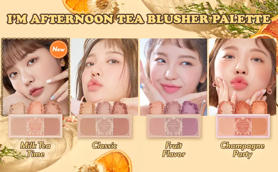 I'm Meme Palette - Afternoon Tea Blusher | 3 Shades, Long Lasting, For All Skin Tones, Milk Tea Time, 0.42 Oz - atb milk tea time