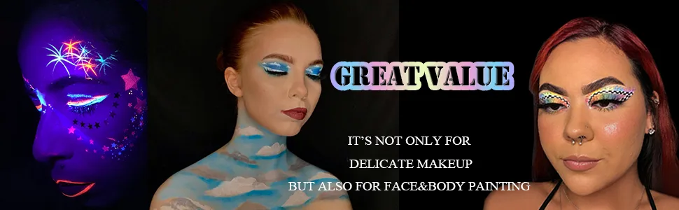 Bowitzki 50g Pastel Color Split Cake Water Activated eyeliner UV Glow Graphic eye liner Hydra Liner Rainbow Face Body Paint Makeup - Bowitzki Water Activated Eyeliner_Occasion