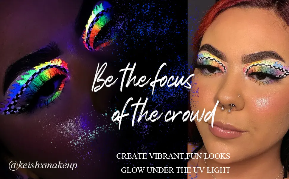 Bowitzki 50g Pastel Color Split Cake Water Activated eyeliner UV Glow Graphic eye liner Hydra Liner Rainbow Face Body Paint Makeup - Bowitzki water activated eyeliner-UV effect
