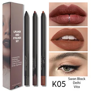 MAEPEOR Matte Lipliner and Eyeliner Kit 3 PCS Smoothly Creamy Lipliner and Eyeliner Pen Set for Daily Wear (3PCSKit 2) - Matte Lipliner and Eyeliner Kit 3PCSKit 05