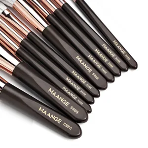 Makeup Brushes 10 Pcs Makeup Brush Set Professional Premium Synthetic Foundation Brush Blending Face Powder Eye Shadows Blush Make up Brushes with Makeup Sponge and Brush Cleaner (Brown) - contour brush