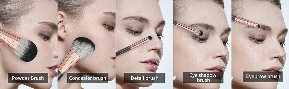 Makeup Brushes 10 Pcs Makeup Brush Set Professional Premium Synthetic Foundation Brush Blending Face Powder Eye Shadows Blush Make up Brushes with Makeup Sponge and Brush Cleaner (Brown) - cosmetic brushes