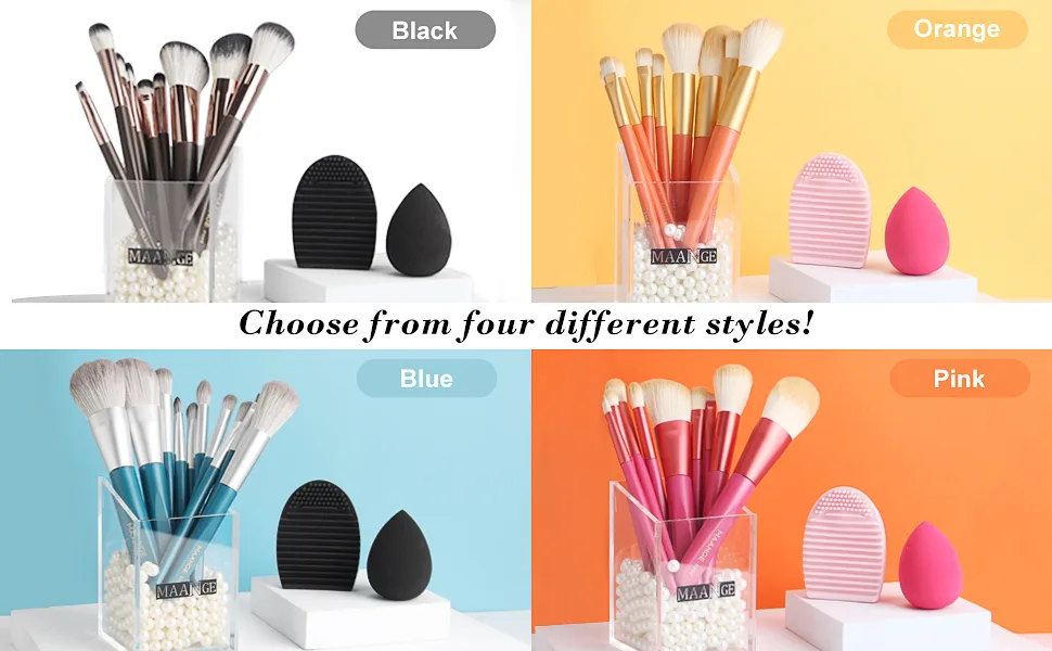 Makeup Brushes 10 Pcs Makeup Brush Set Professional Premium Synthetic Foundation Brush Blending Face Powder Eye Shadows Blush Make up Brushes with Makeup Sponge and Brush Cleaner (Brown) - make up brushes face