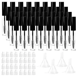 Hedume 32 Pack 10ml Empty Mascara Tube with Eyelash Wand, Eyelash Cream Container Bottle with Rubber Inserts and Funnels for Castor Oil, DIY Cosmetics - product information 2