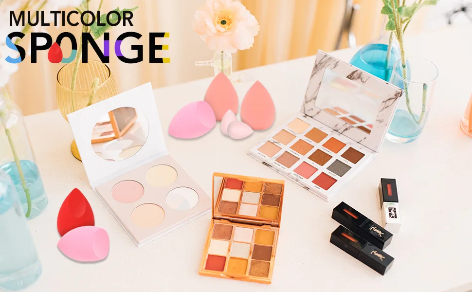 Makeup Sponges for Foundation - Beauty Blender Sponge - Beauty Sponge, Multi-colored Makeup Blender, Set-7pcs ( 5 pieces normal size and 2 mini size) - Makeup Sponges for Foundation, Beauty Blender Sponge, Makeup Set for Dry & Wet Use Beauty Sponge