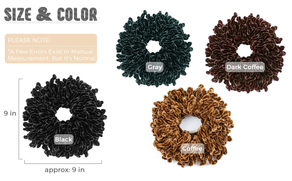 AUEAR, 2 Pack Volumising Scrunchie Big Hair Tie Ring Hijab Volumizer Khaleeji Hair Scrunchie (Black) 2 Count (Pack of 1) Black - product information 3