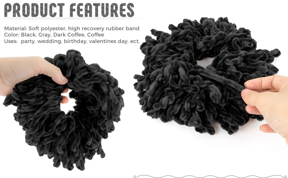 AUEAR, 2 Pack Volumising Scrunchie Big Hair Tie Ring Hijab Volumizer Khaleeji Hair Scrunchie (Black) 2 Count (Pack of 1) Black - product information 5