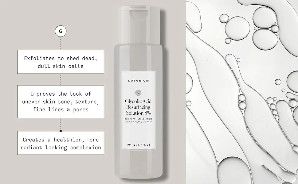 Glycolic Acid Liquid Resurfacing Solution 8% - 5.7 OZ by Naturium - Glycolic Acid Resurfacing Solution